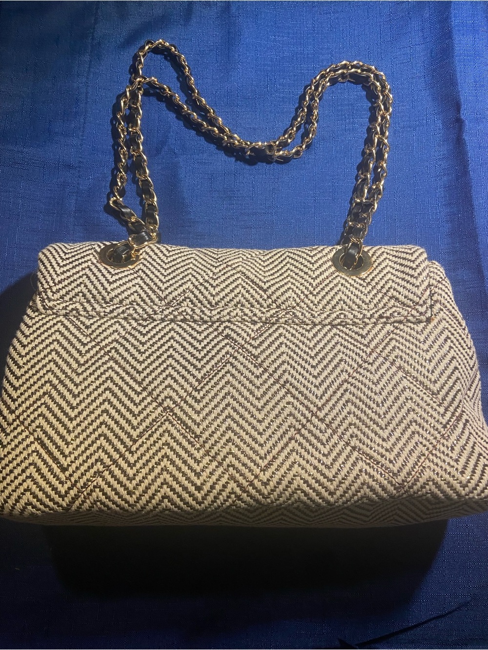 Aldo Chevron Chain Shoulder Bag - Beige & Gold - Picture 4 of 5